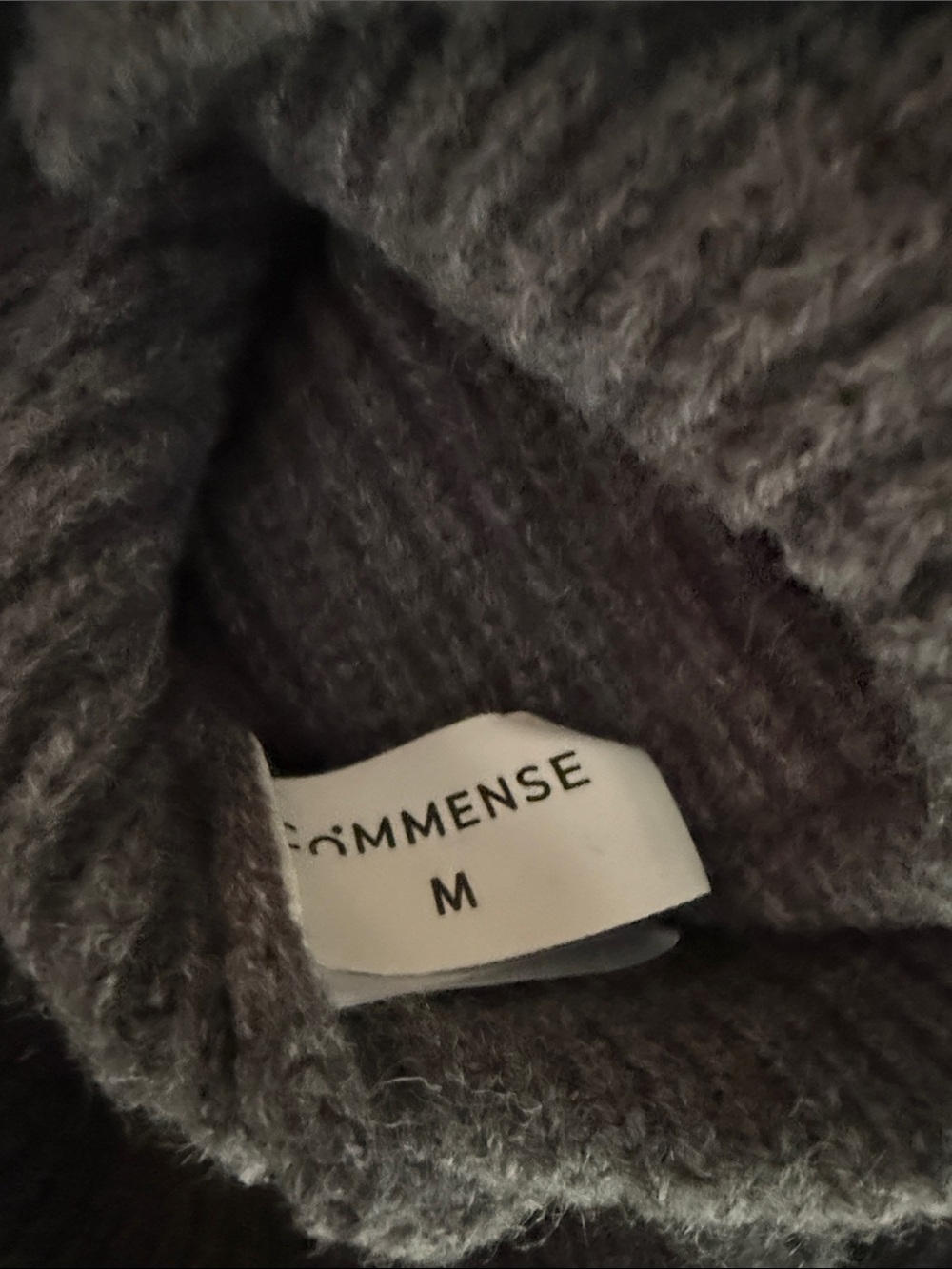 Commense Gray Ribbed Cardigan with Denim Patch Pockets - Picture 11 of 12